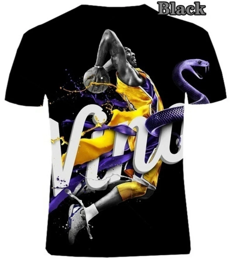 T-shirt męski Kobe z nadrukiem 3D A Tribute to Basketball Stars Oversize Modny, luźny i wygodny top idealny na rok 2024