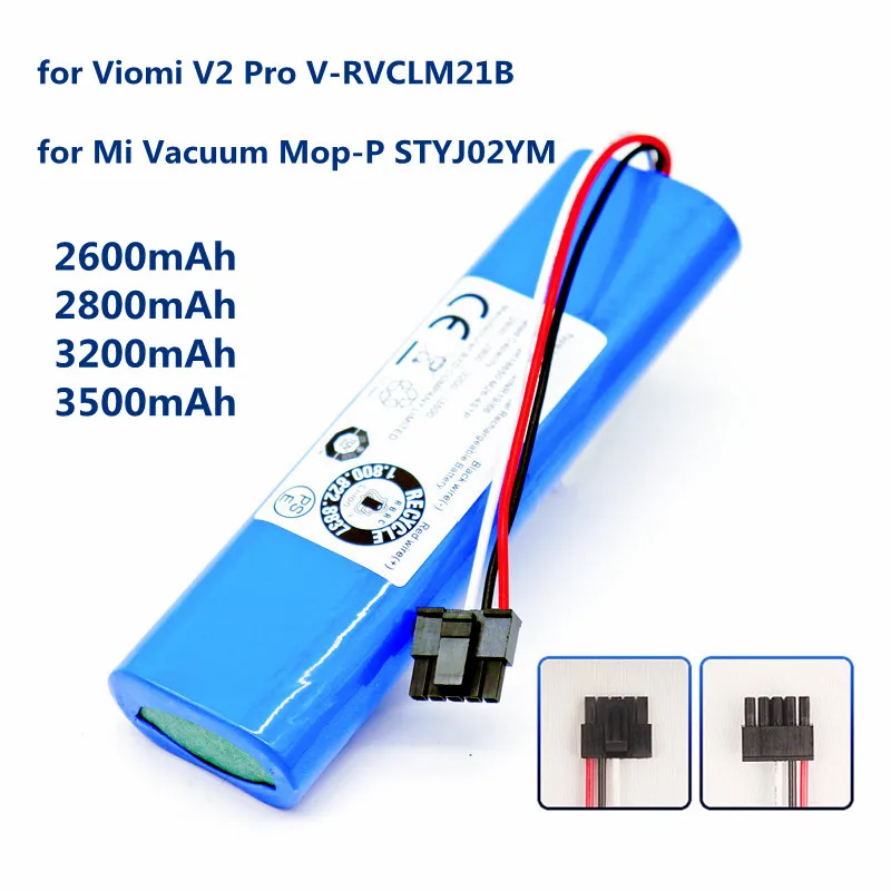 14.4V 2600mAh 18650 Lithium Ion Battery for Viomi V2 Pro V-RVCLM21B and Mi Vacuum Mop-P STYJ02YM Robot VacuumReplacement Battery