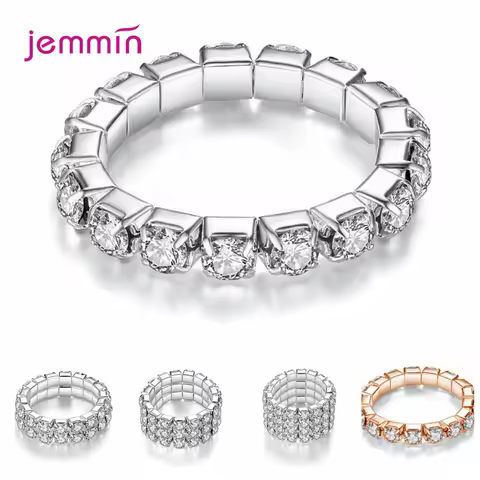 New Fashion Korean Style Crystal Ring Genuine 925 Silver Rings Multi Model For Choice Cute Finger Jewelry