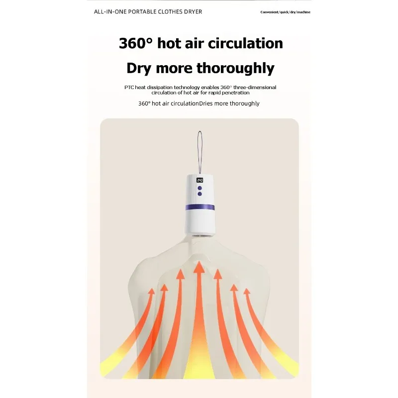 

[NEW!N92R】 EU Plug Compatible Portable Travel Clothes Dryer-Compact, Foldable, Quiet,Fast Drying With 240-Min Timer