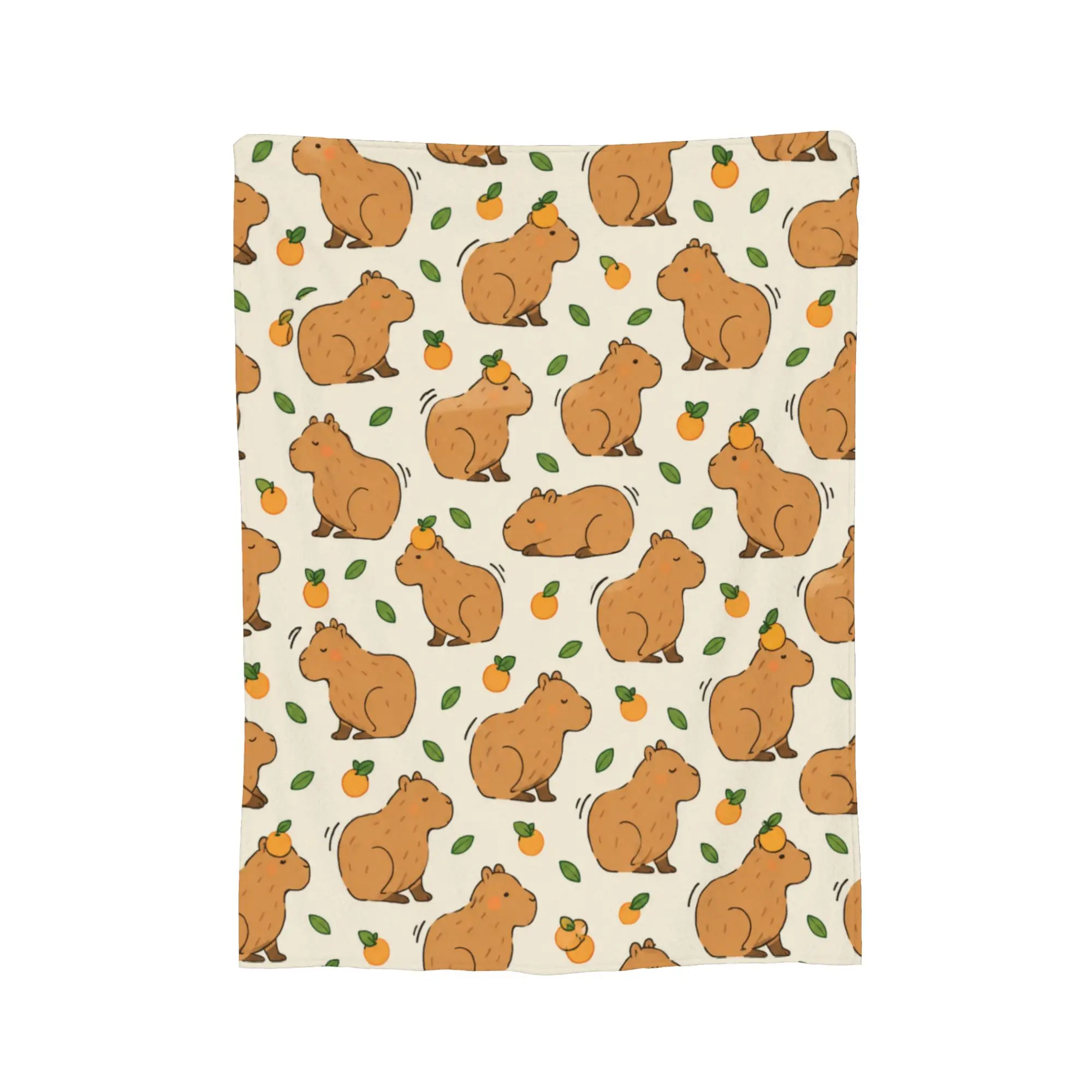 Warm Soft Blanket Children Travel Kawaii Capybara Floral Throw Blanket  Flannel Bedspread For Couch Bed Fluffy Sofa Bed Cover