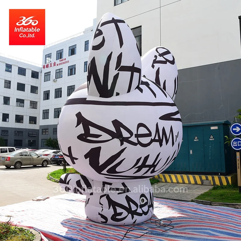 Brinquedo inflável animal personalizado gigante publicidade grande graffiti modelo de coelho branco para decoração venda quente estátua inflável enorme