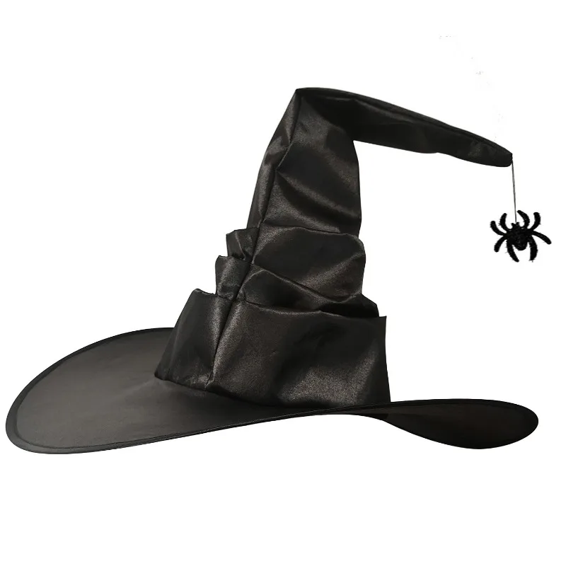 Halloween Pleated Witch Hat Wizard Hat Party Witch Hat Black Women's Festival Costume Witch Hat