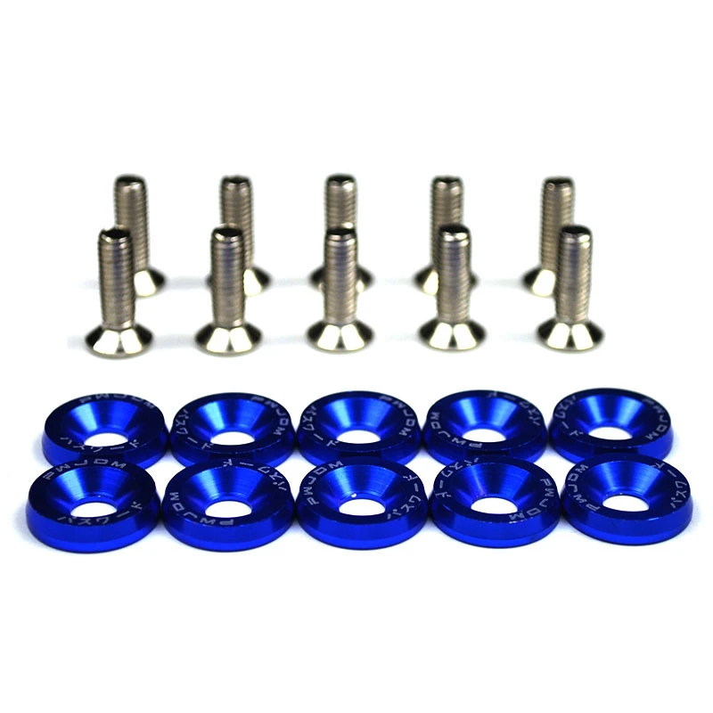 10Pcs M6X20 Car Modified Hex Fasteners Fender Washer JDM Bumper Engine Concave Screws Fender Washer License Car-styling