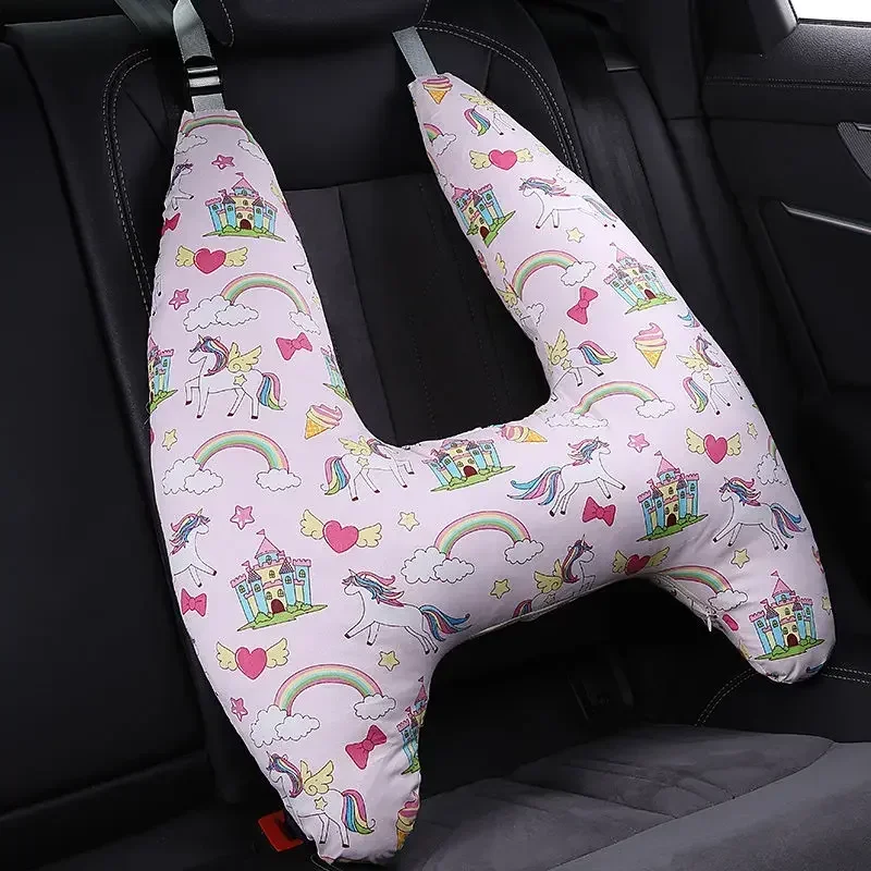 H-Shaped Kids Travel Pillow Dinosaur Car Sleeping Long Journey Pillows for Car Back Seat Child Kid Support for Neck Head Body