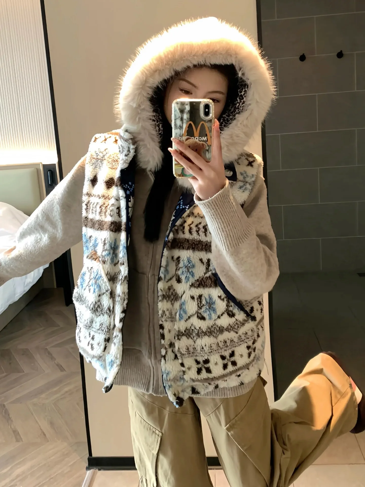 

Тематический двусторонний жилет Cisas из овечьей шерсти, зимний, теплый, на флисовой подкладке, на молнии, стандартный крой, модный жилет