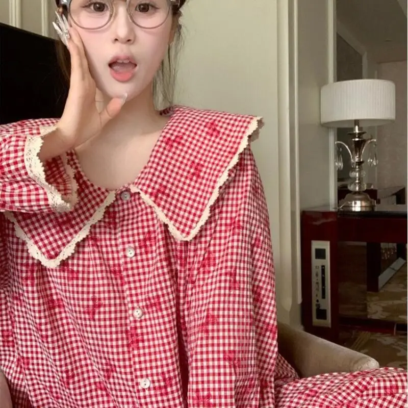 Spring Autumn New Women Simple Light Luxury Fashion Skin friendly Comfort Casual Long sleeved Pajamas Two piece Home Clothes Set