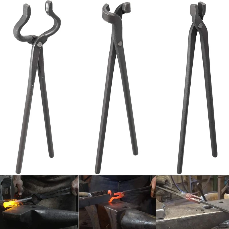 Knife Making Tongs Set Assembled Bladesmith Blacksmith Forge Tong Tools Set Vise Tools Anvil Hammer - 3Pcs