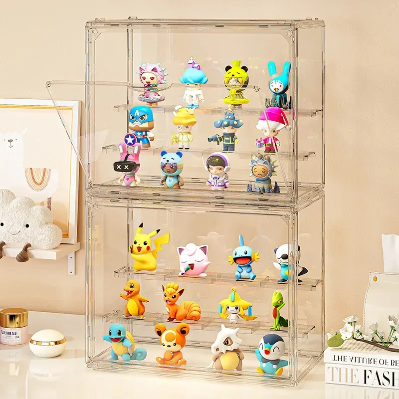 1Pc HD Transparent Acrylic Blind Box Display Case, Stackable Dustproof Organizer for Collectible Figures Desktop Storage