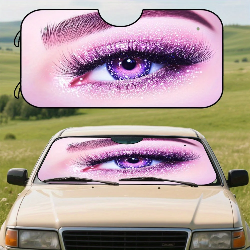

1pc, Gorgeous Eyelashes Pattern Car Windshield Sunshade, Foldable Sun Visor For Front Windshield, Keeps Interior Comfortable On