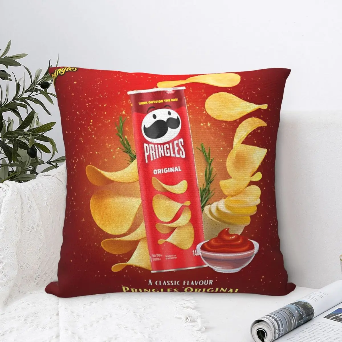 Pringles Chips Square Pillow Case Potato Snack Cushion Covers Funny Zipper Decorative Pillowcase for Sofa 18