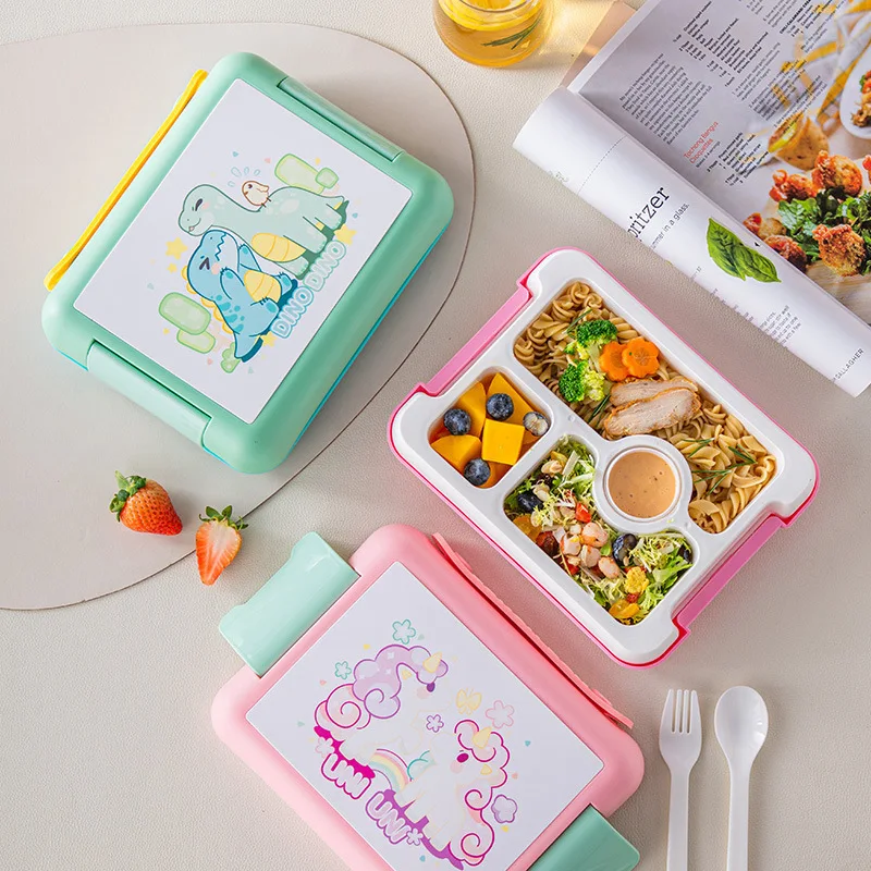 Unicorn Lunch Box For Children Toddler Student Lunch Boxes With Sauce Cup Kid\'s Bento Box For Picnic Food Container Tableware