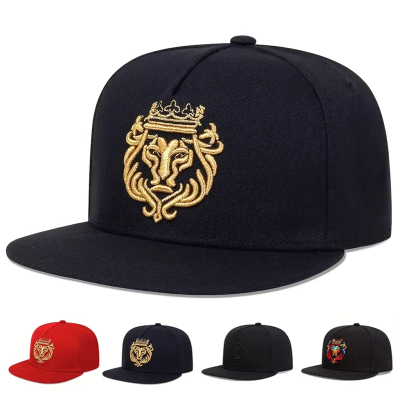 Unisex Lion Crown Embroidery Hip-hop Hats Spring Autumn Outdoor Adjustable Casual Baseball Caps Trucker Caps Sunscreen Hat