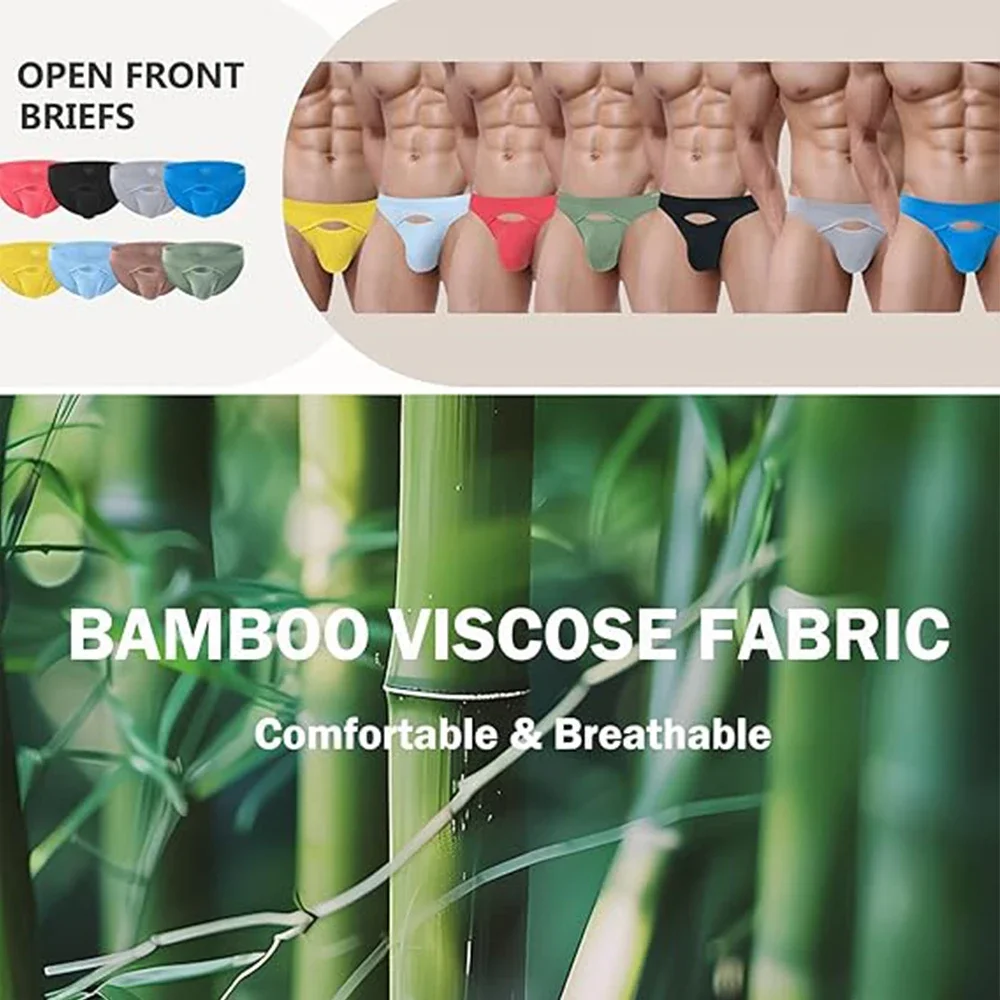 Jinshi Mens Underwear Bamboo Viscose Briefs Sexy Breathable Soft Pouch Bikini Panties