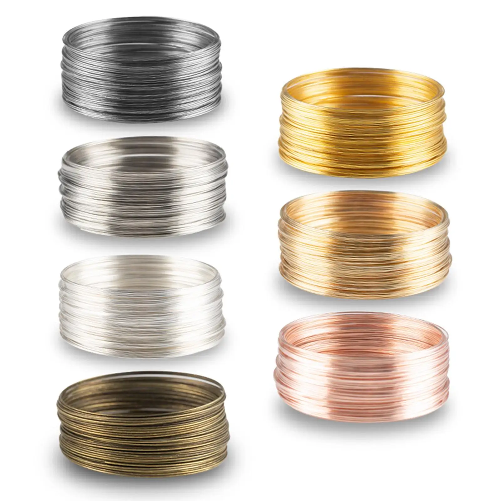 Silver Memory Wire for Jewelry Craft DIY Accessories 50 Loops Beading Thread for Bracelet Necklace
