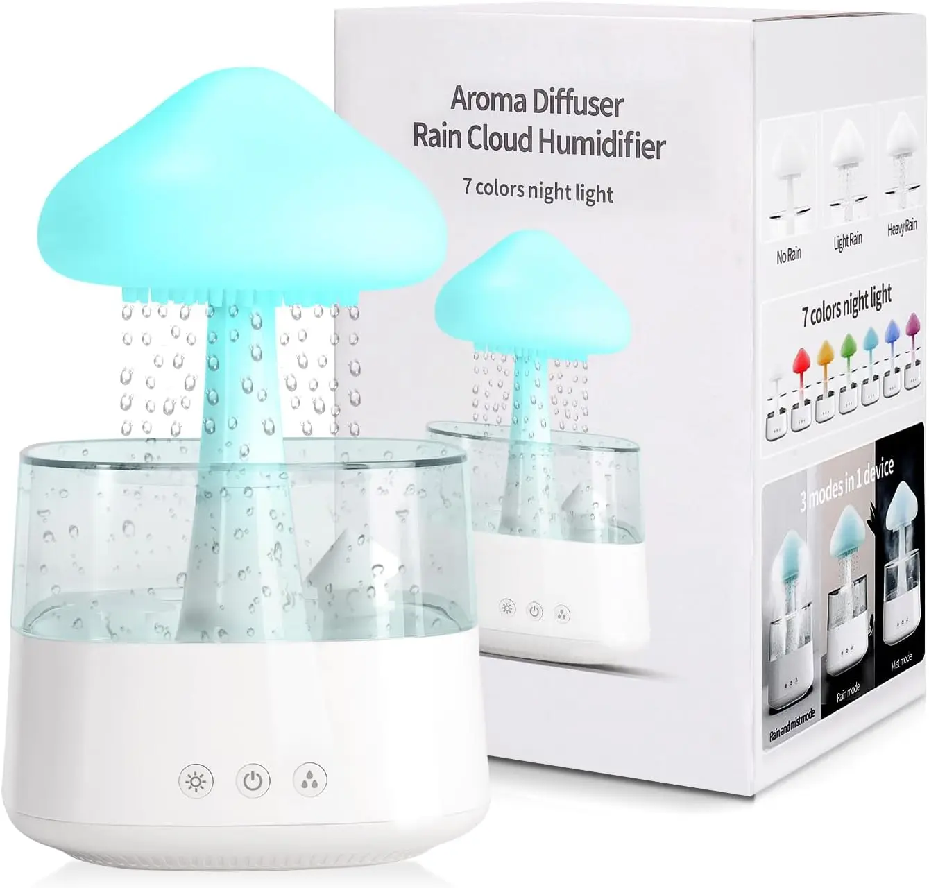 450ML Air Humidifiers for Bedroom Aromatherapy Essential Oil Diffusers with Night Lights Mushroom Water Drip Cloud Diffuser