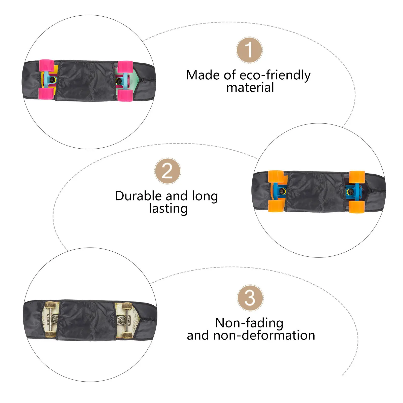 กระเป๋าสเก็ตบอร์ด สีดำ ผ้าคุณภาพสูง ดีไซน์กะทัดรัด พร้อมสายสะพายไหล่ปรับได้เพื่อการขนย้ายที่สะดวก เหมาะสำหรับใช้เป็นเป้สะพายหลัง