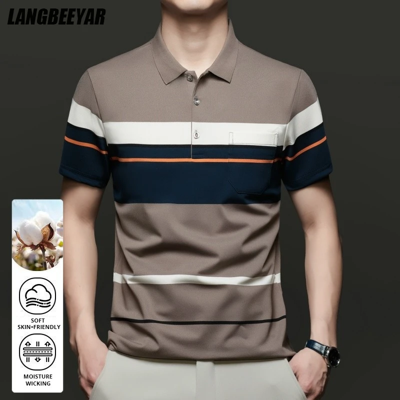 

Top Grade New Summer Brand Designer Summer Polo Shirts For Men Stripped Slim Fit Short Sleeve Casual Tops Fashions Men Clothes
