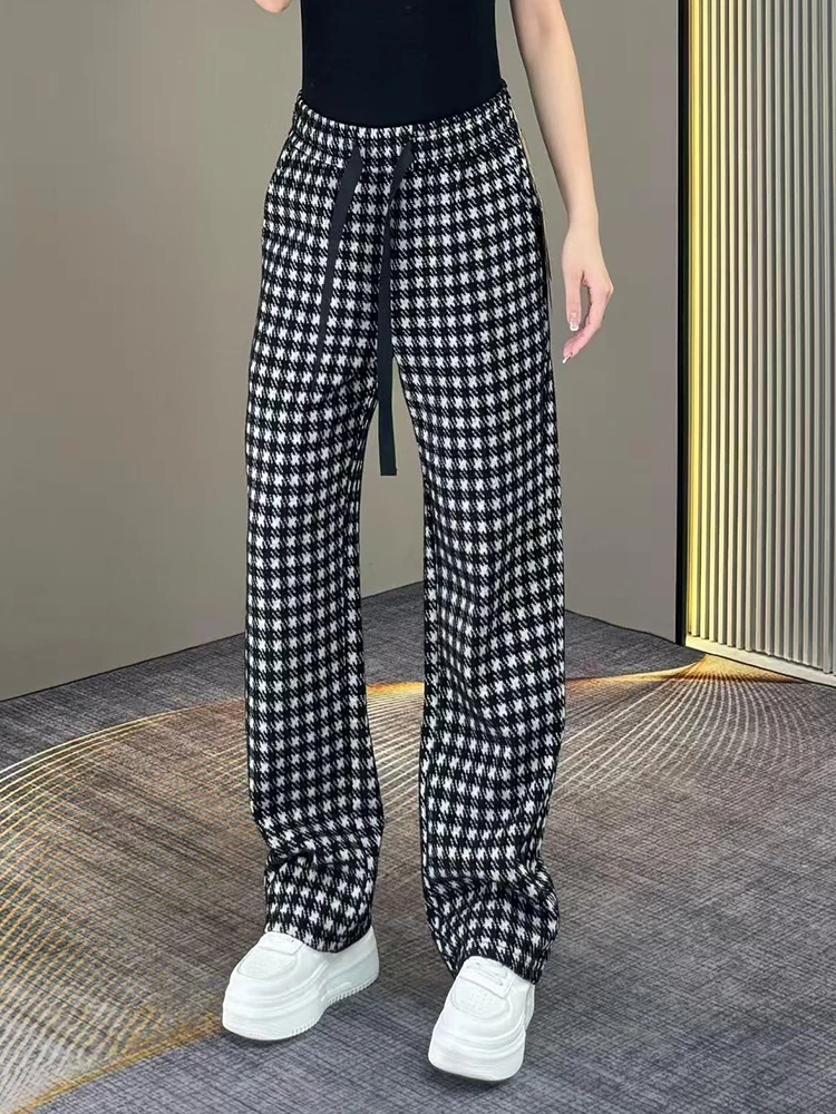 

Корейские свободные повседневные брюки в клетку для мужчин, зимние, трендовые, высококачественные, прямые, удобные, длинные брюки, подходящие для повседневной носки