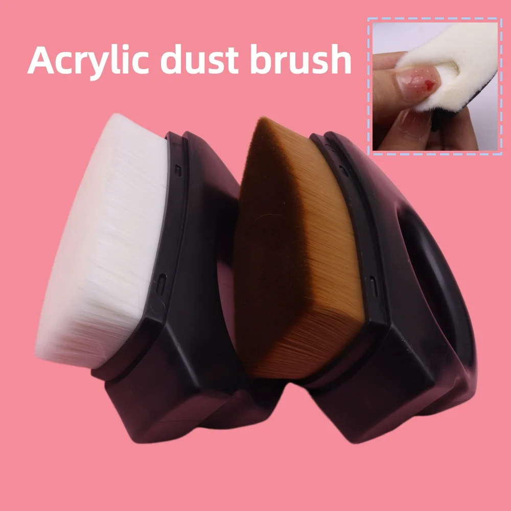 1PC Triangle Nail Dust Brush with Cover - Mini Iron-Shaped Dense Bristles Cleaning Brush for Nail Art And Makeup