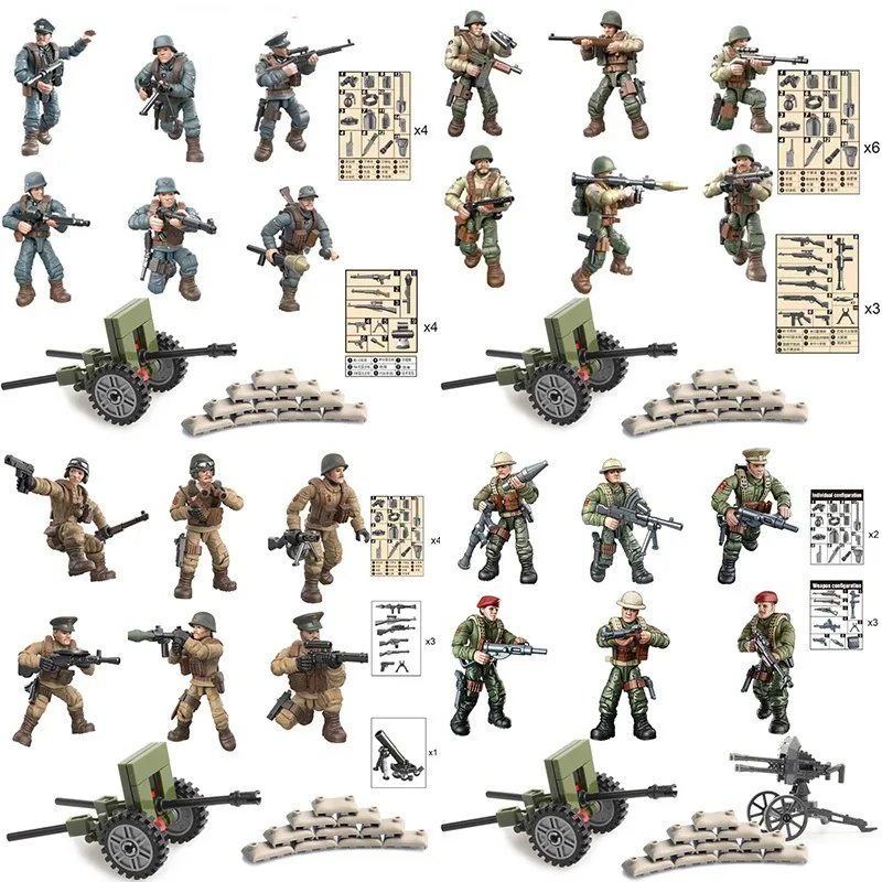 World War II army soldiers special police special forces figure model building blocks sand table scene children's toys and gifts