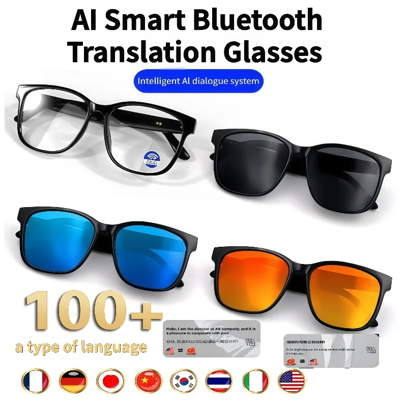 

GS08 Upgrade Smart Glasses With Camera Video Recording AI Photo Recognition Bluetooth Call Translation Voice Assistant Glasses