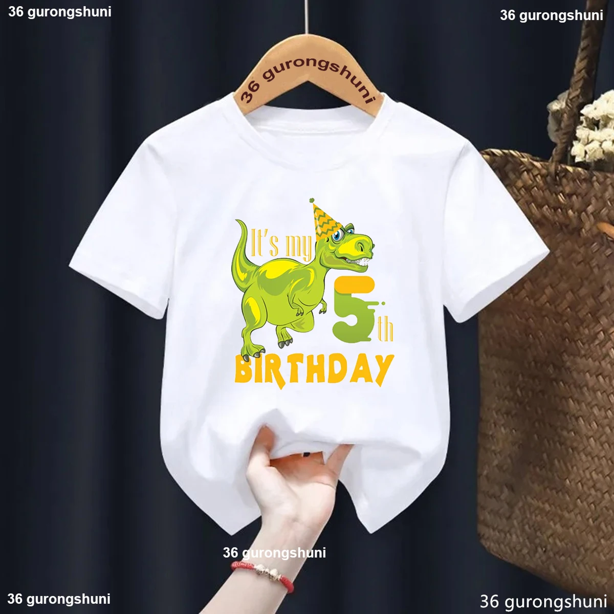 

My 5nd/6nd/7nd/8nd Birthday Dinosaur Dino Graphic Printed T Shirt Boys/Girls Kawaii Kids Clothes Birthday Gift Tshirt