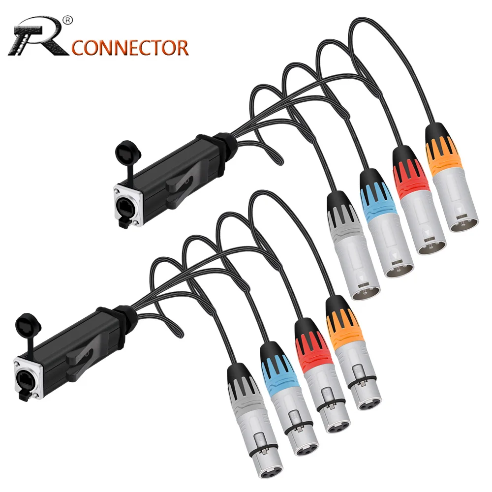 

New Design Network Converter RJ45 CAT5 Female to 4 Channel 3Pins XLR Male/Female Connector Audio Cable Adaptor Signal Extender