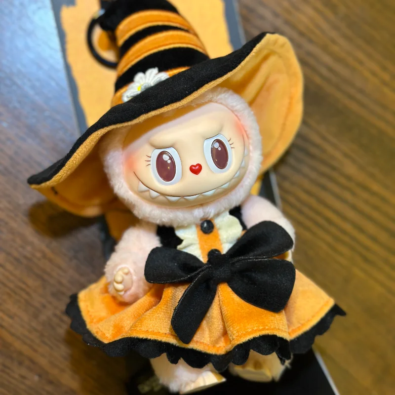 Labubu Original Mokoko 17 cm Halloween Magischer Kürbis Cartoon Vinyl Plüsch Flut Spielen Kawaii Spielzeug Kreative Kind Weihnachten Geschenk Box