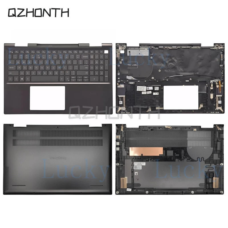 

f New For Dell Inspiron 15 7500 7506 2-in-1 Palmrest with US Keyboard/Bottom Case