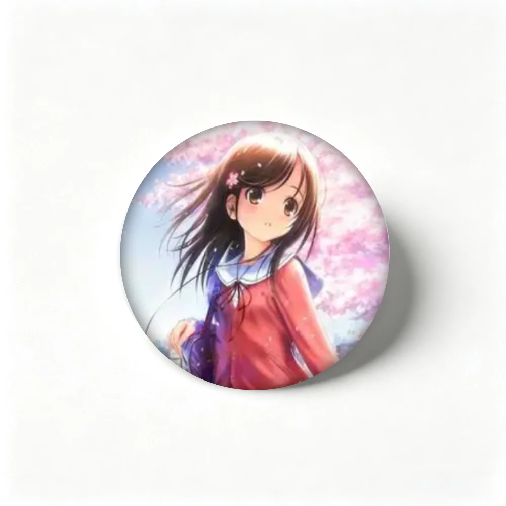 Handmade Creative Brooch Pin 32/44/58mm Tinplate Badge, Sakura Anime Girl Character Lapel Pin, Clothing Gift Accessory