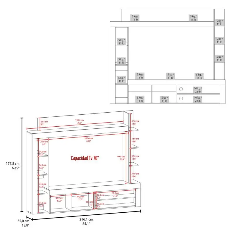 Cecil Entertainment Center и подставка под телевизор с открытыми полками и отделениями для хранения вещей с дверцей