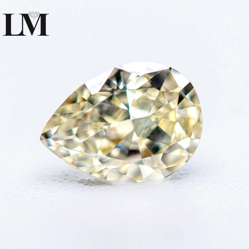 Cubic Zirconia Light Yellow Color 5A Grade Pear Shape 4k Crushed Ice Cut Lab Synthetic CZ Stone For Women Charms Jewelry Making