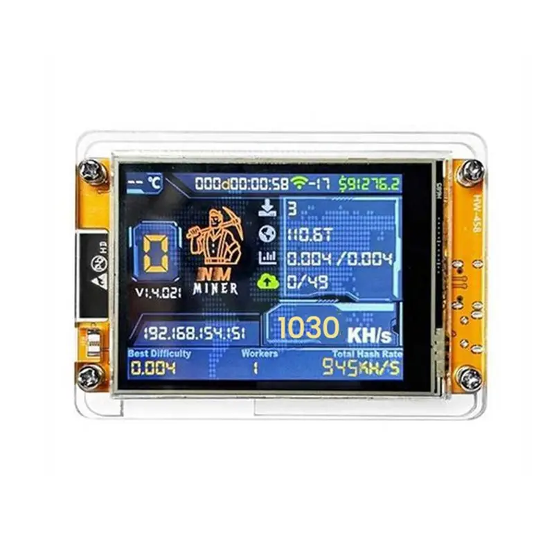 Practical-1030KH/S Bitcoin Crypto Solo Lottery Miner Stand 2.8 Polegada Display Inteligente Nerdminer + 2 Slots Atualizado Taxa Dura