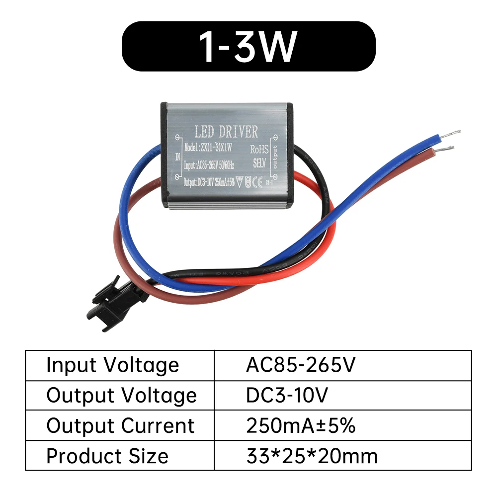 1-24W LED Driver Lighting Transformers AC85V-265V to DC3-80V Power Supply Adapter for Flood Light Spotlight