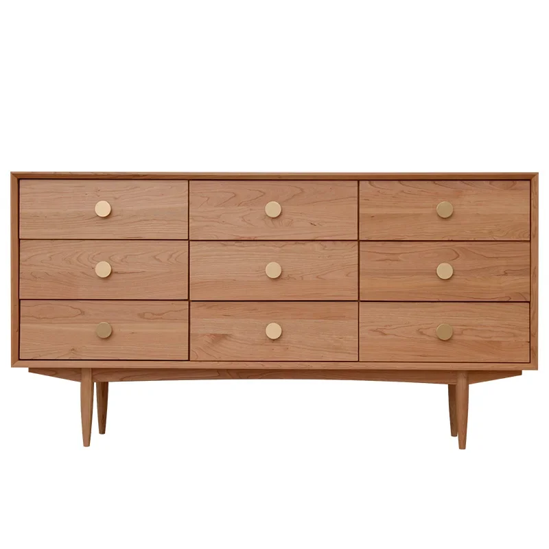 Nordic Solid Wood Hill Nine-Drawer Cabinet Simple Modern Living Room