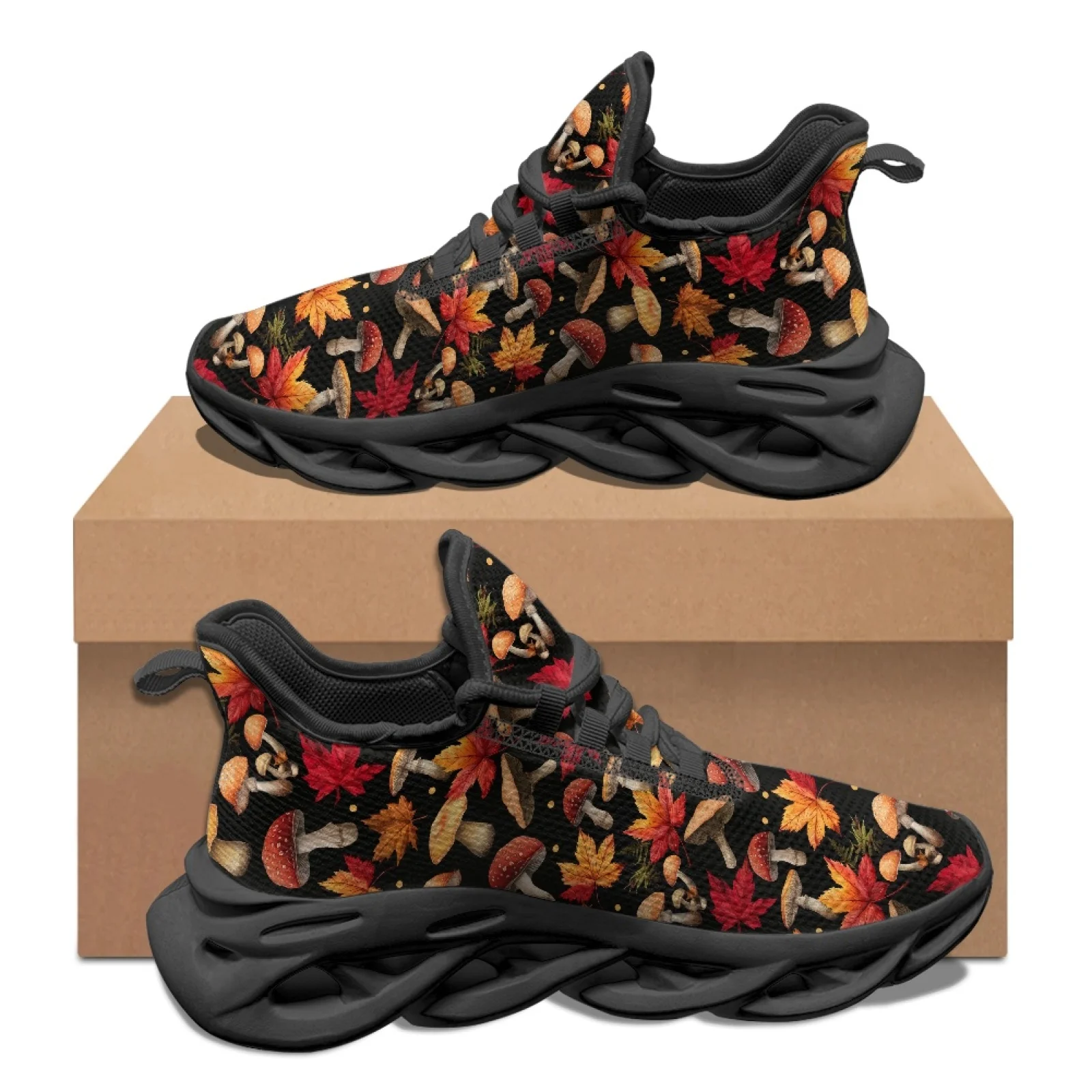 PENSTROLL PENSTROLL Lace-Up Men's Running Shoes Mesh & EVA Blade Sneakers for Sport Boys New Design Autumn Leaf Pattern