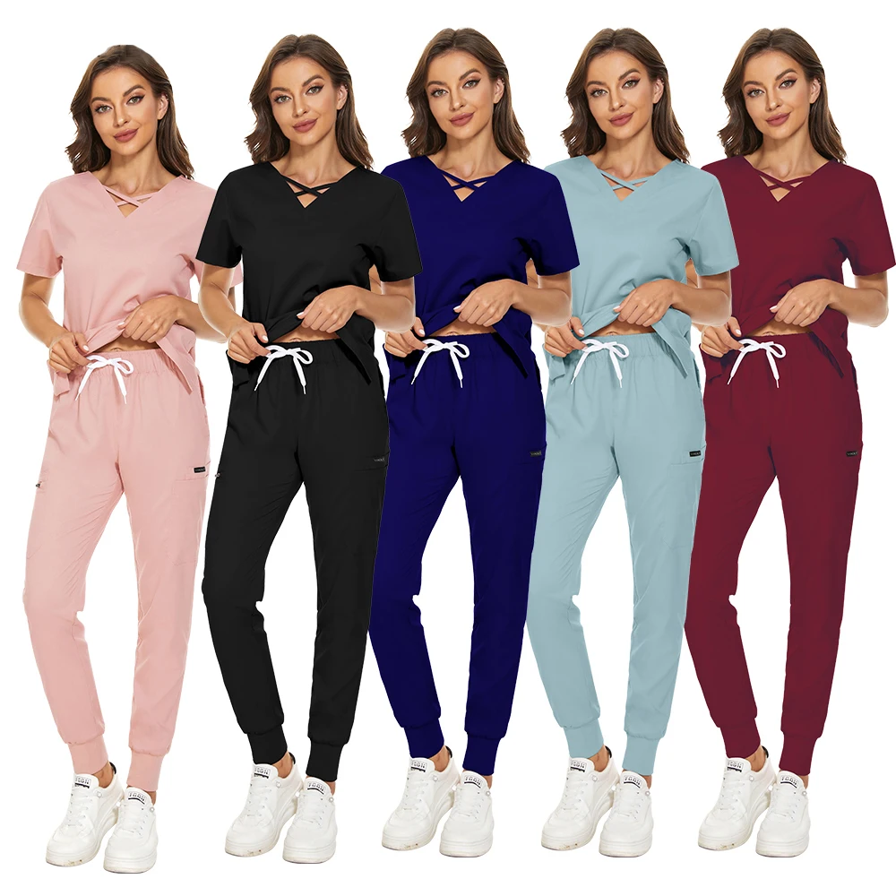 Vrouwen Scrubs Sets Verpleegkundigen Accessoires Medische Uniformen Ziekenhuis Tandheelkundige Kliniek Schoonheidssalon Werkkleding Kleding Chirurgische Pakken