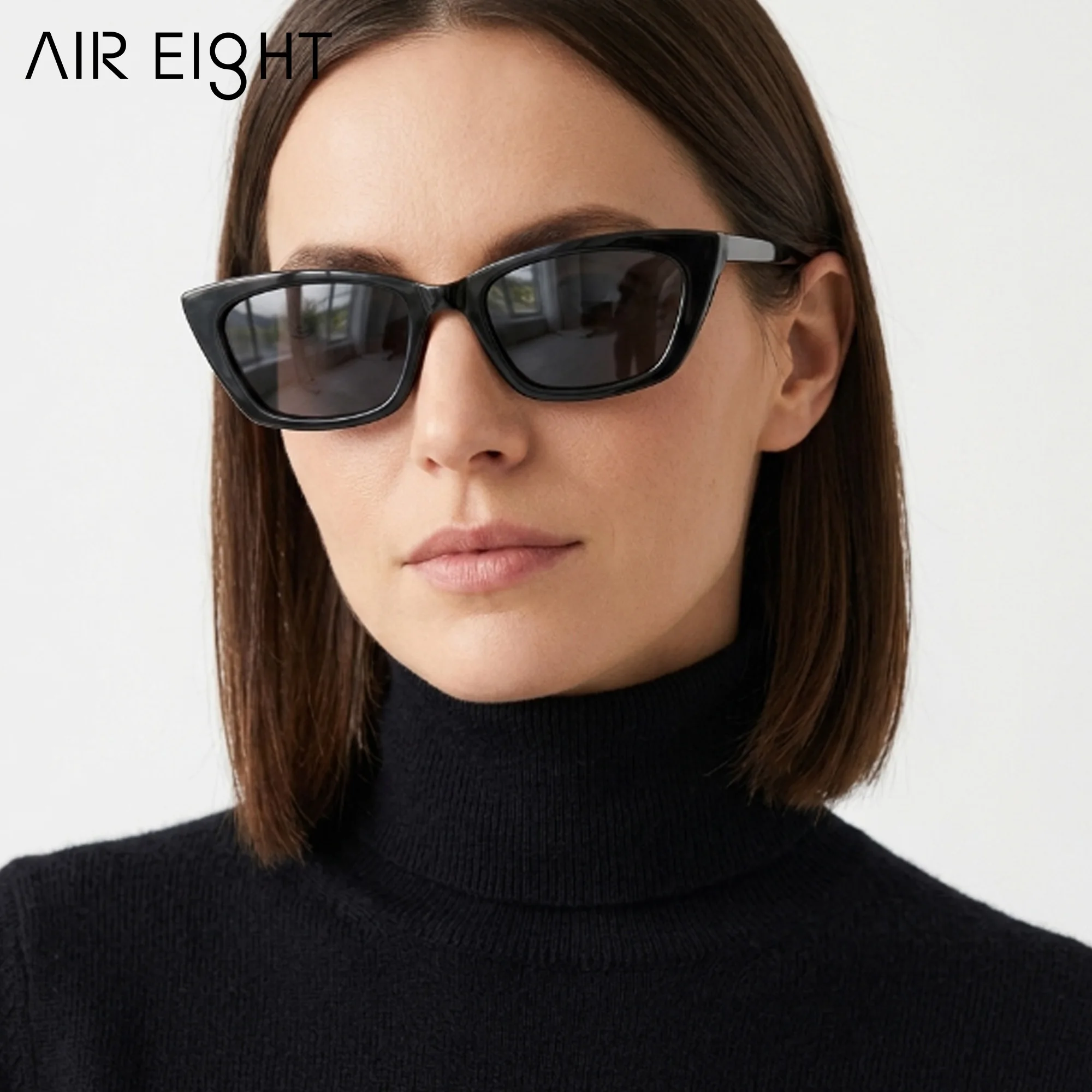 AIR EIGHT Handmade Pure Acetate Small Cat‑Eye Polarized Sunglasses for Women Retro Fashion UV400 Protection Ladies Sun Glasses