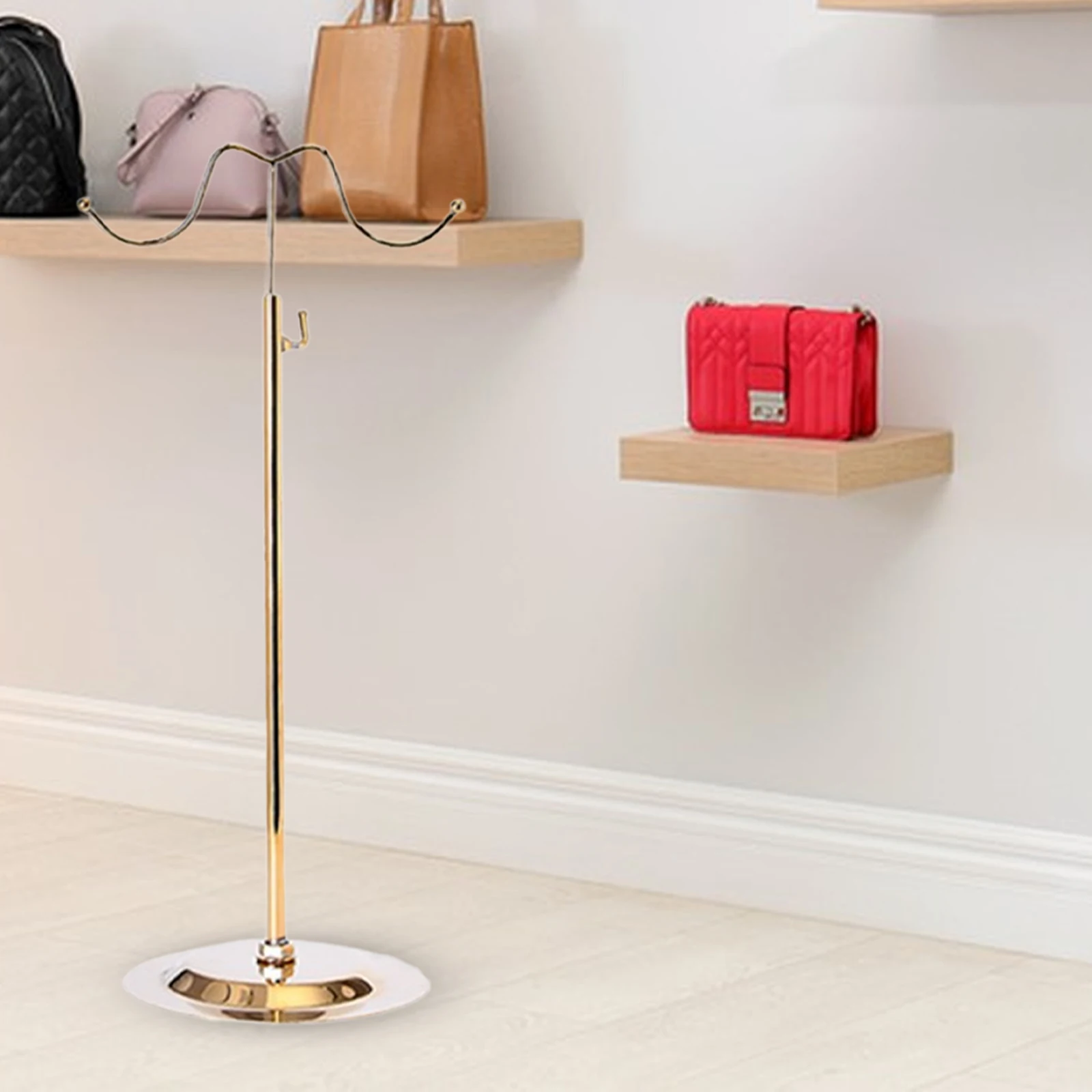 Handbag Display Stand Durable Double Hanging Hook Handbag Stand Bag Display Rack for Boutique Retail Store Shopping Mall Home