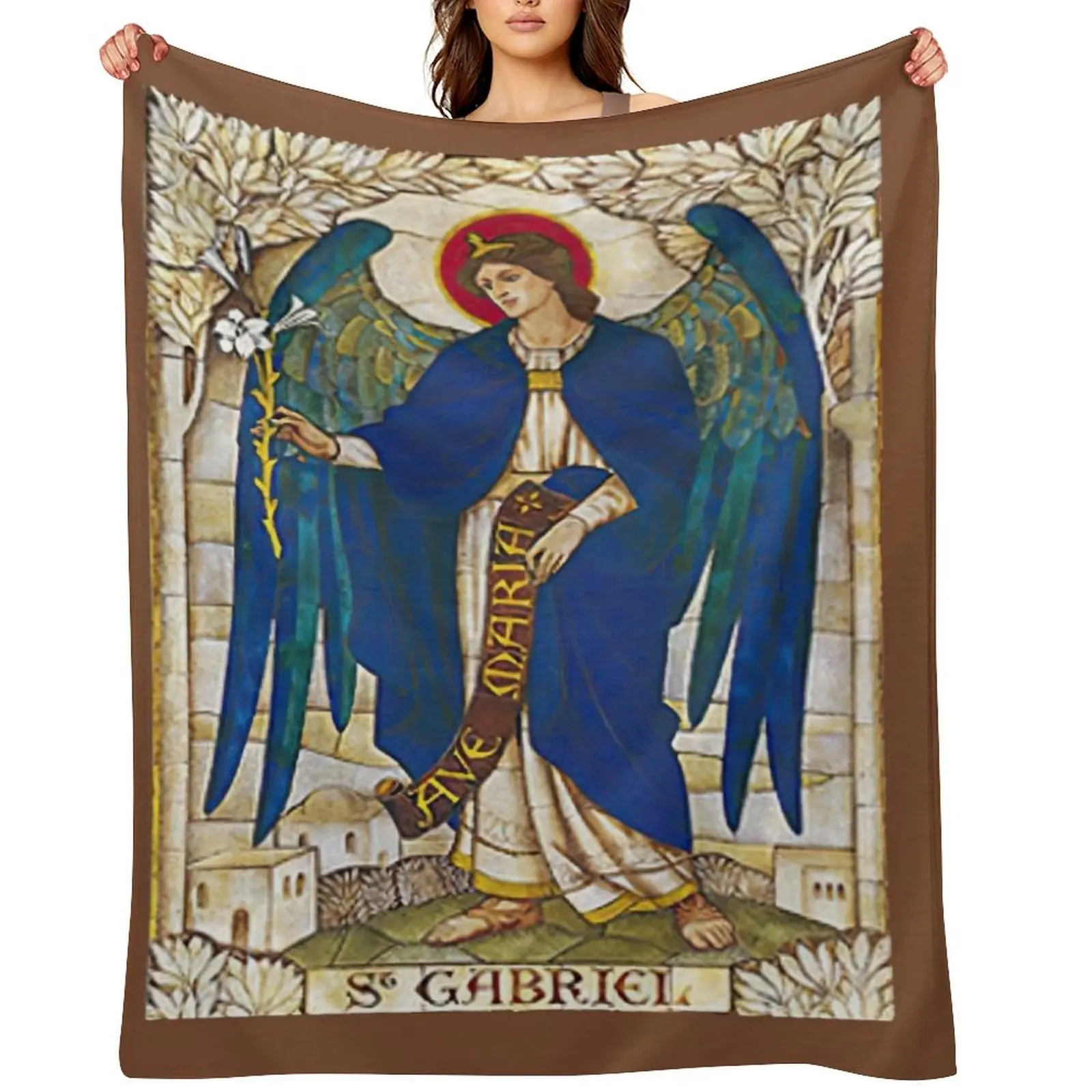 

St Gabriel Angel Catholic Saint Archangel Throw Blanket heavy to sleep Giant Sofa Multi-Purpose Bed linens Blankets