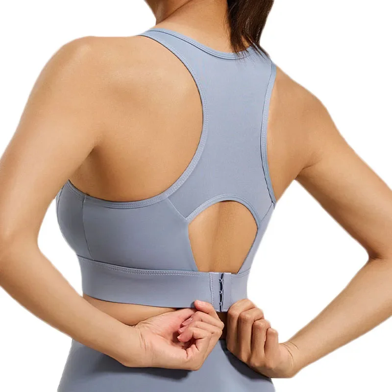 PofyBofy Outdoor Training Bras High Impact Padding Bra Sports Crop Bra Bounce Control U Neck Scoop Bras Gym Racer Back Bra