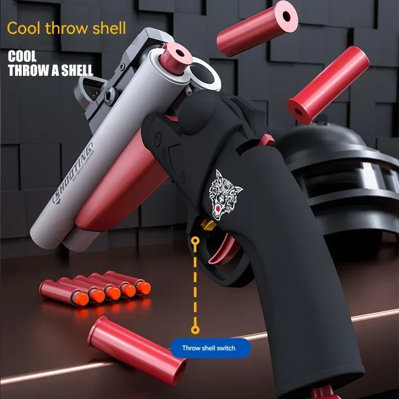 Toy Gun Soft Bullet Manual EVA Foam Dart Shell Ejection  Double-barrel Shooting Launcher Weapon Toy Children Fake Gun Toy