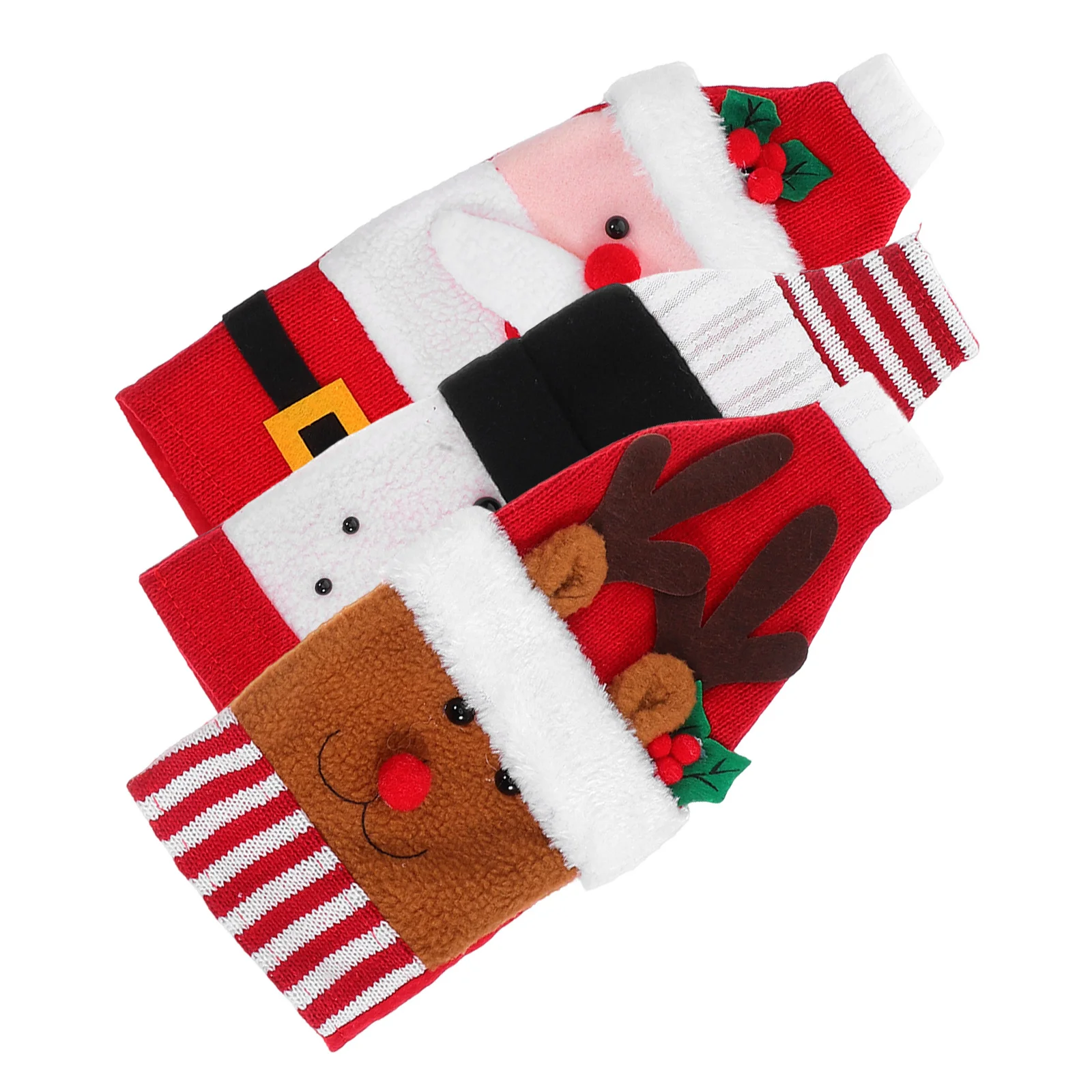 

3Pcs Holiday Wine Bottle Covers Knitted Snowman Santa Reindeer Sweaters Christmas Winter Party Table Decorations