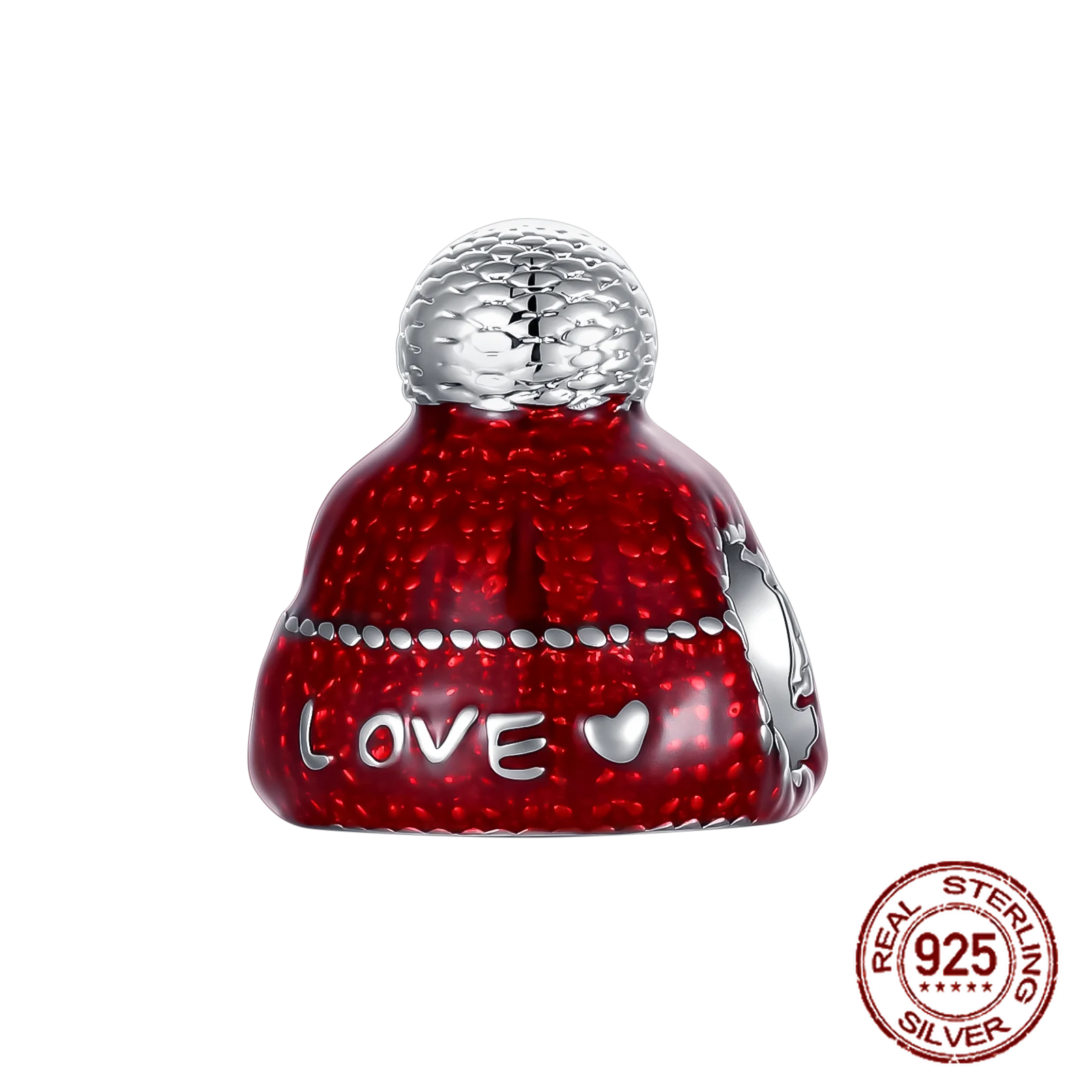 

925 Sterling Silver Valentine's Day Red Beanie Beads Classic Knit Hat Charm Fit Original Charm Bracelets Women DIY Jewelry Gift