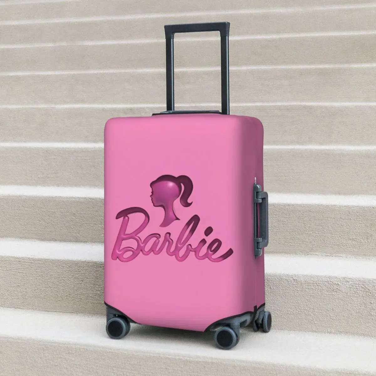 Pink Barbie Doll Pattern Suitcase Cover Vacation Useful Luggage Case Travel Protector