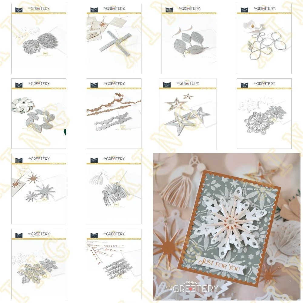 

Wintry Mix Snowflake Flowers New Metal Cutting Dies Clear Stamps Stencil for 2024 Scrapbook Diary Decoration Embossing Template