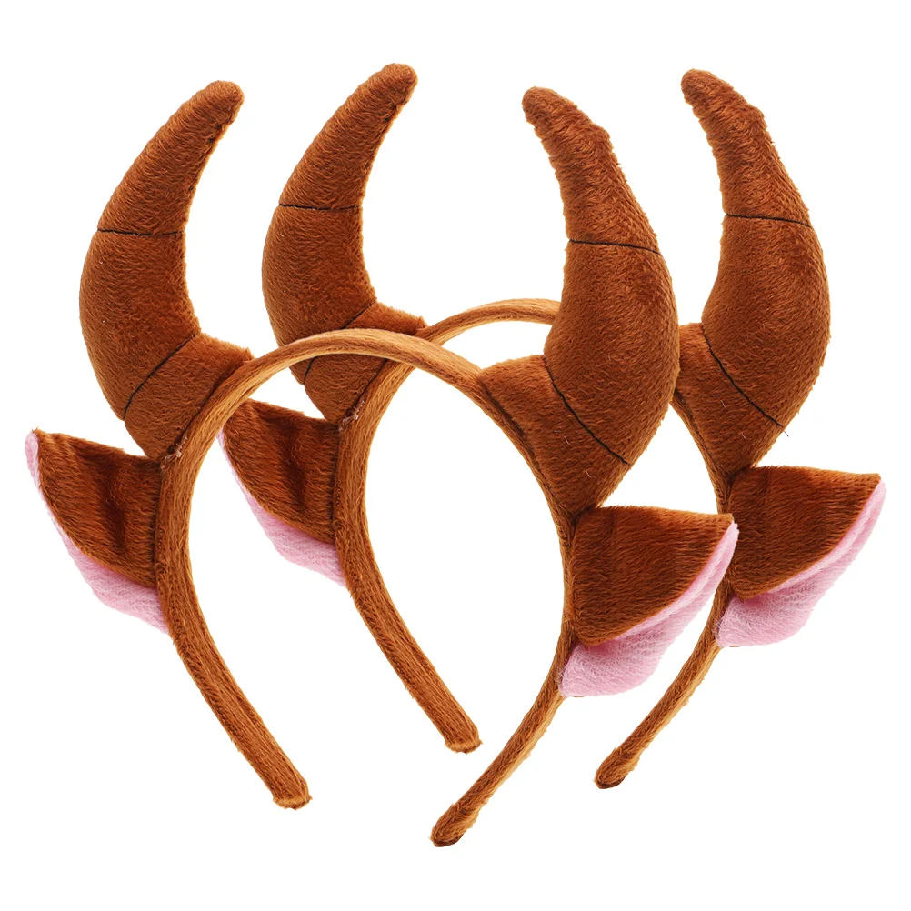 

2 Pcs Animal Horn Headband Cute Ears Headbands Adult Ox Accessory Bull Headdress Costume Party Stage Performance Hair Hoop