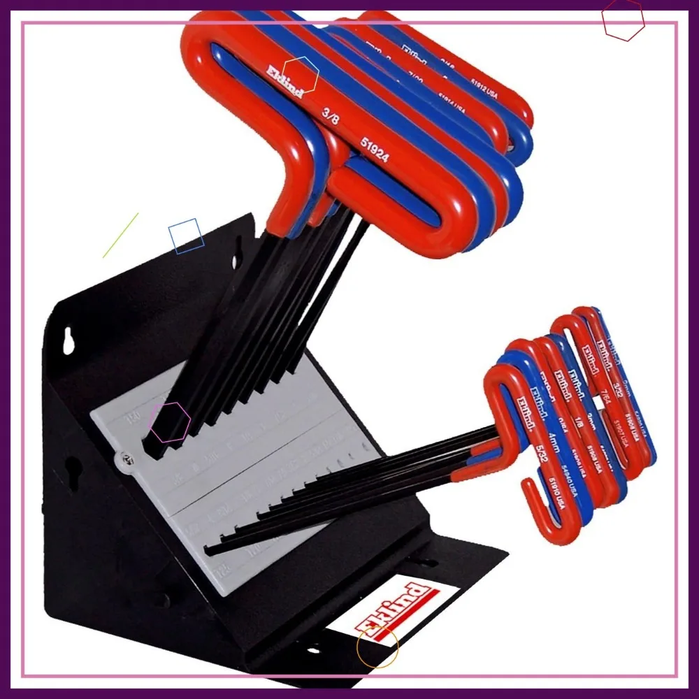 

Профессиональный набор шестигранных ключей с Т-образной ручкой и подушечной ручкой — 18 размеров дюймов/миллиметром, включает подставку для удобного хранения