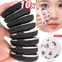 Esponja de algodón con estampado de leopardo para base correctora húmeda y seca, esponja de maquillaje de belleza facial a la moda, esponjas de maquillaje suaves